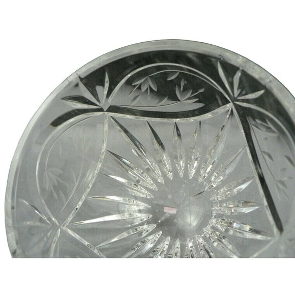 Glass Bowl Etched Cut Crystal Starburst Ray Design - Picture 7 of 9
